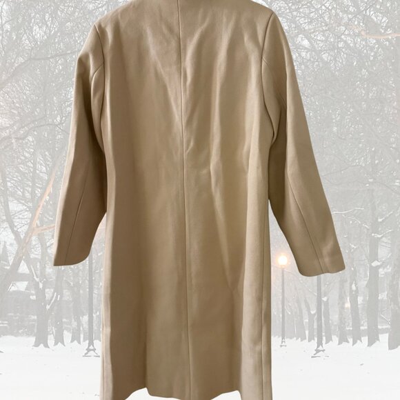 NEW Beige Wool Blend Pea Trench Coat - Picture 5 of 9